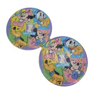 2 Vintage Disney Babies Mickey Minnie PAPER PLATES 1st Birthday Party Deadstock
